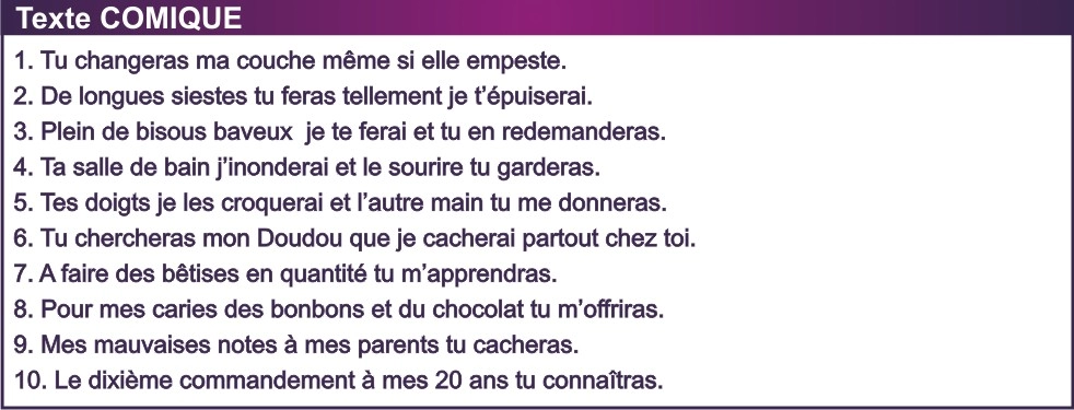 Version de texte COMIQUE